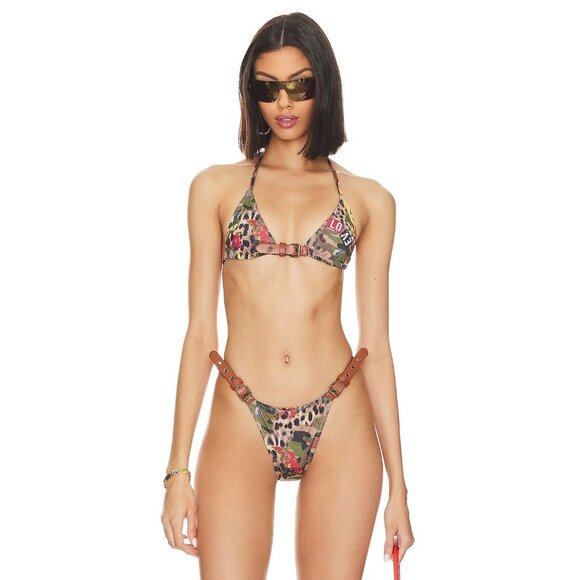 Jaded London Untamed Triangle Bikini Top & Micro Bottoms in Camo Leopard - Picture 2 of 5